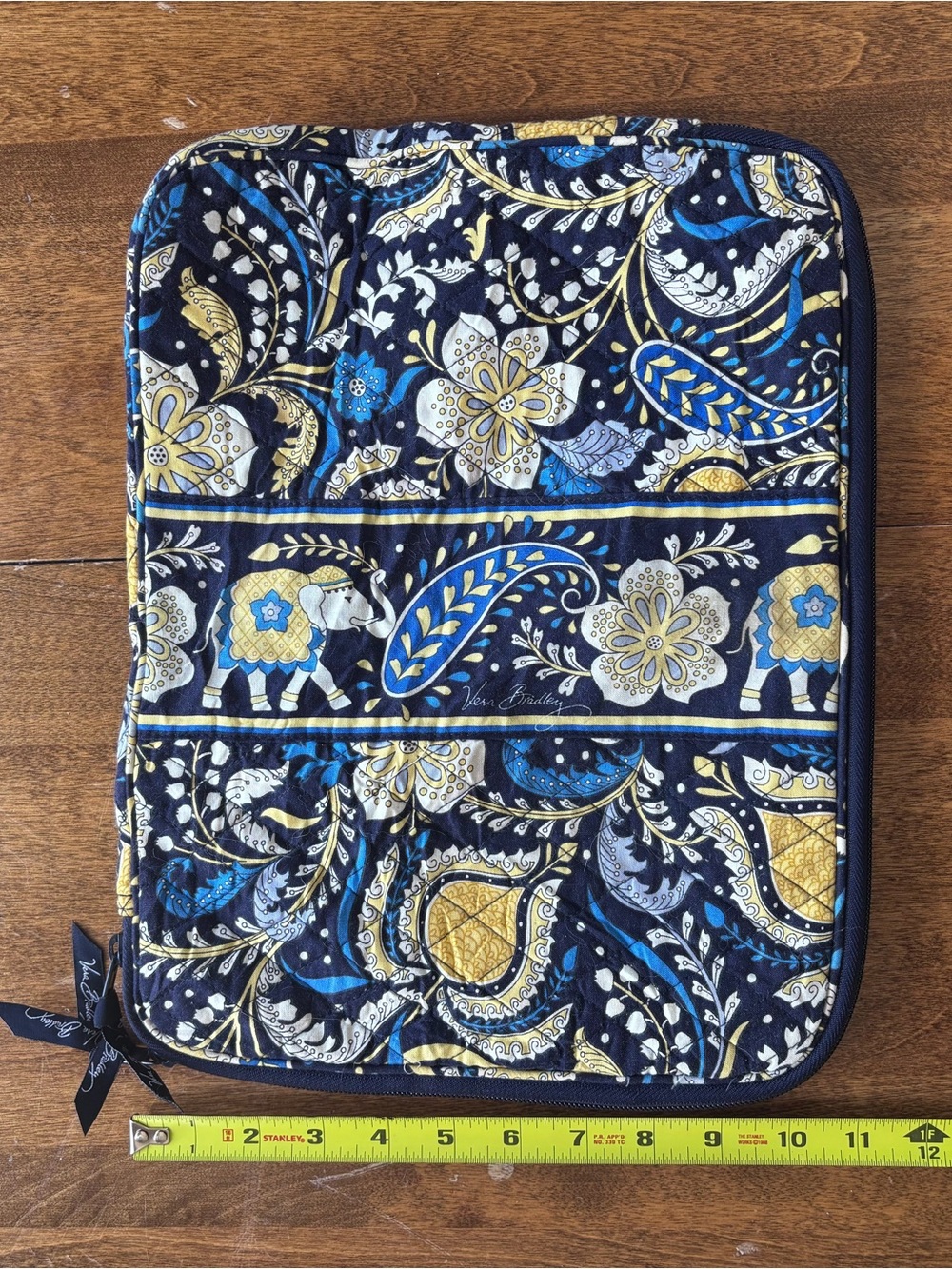 Vera Bradley Quilted Floral Paisley Tablet Sleeve - Navy, Blue & Yellow